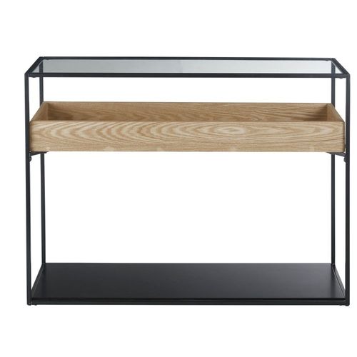 Console En Métal Noir Et Verre Trempé