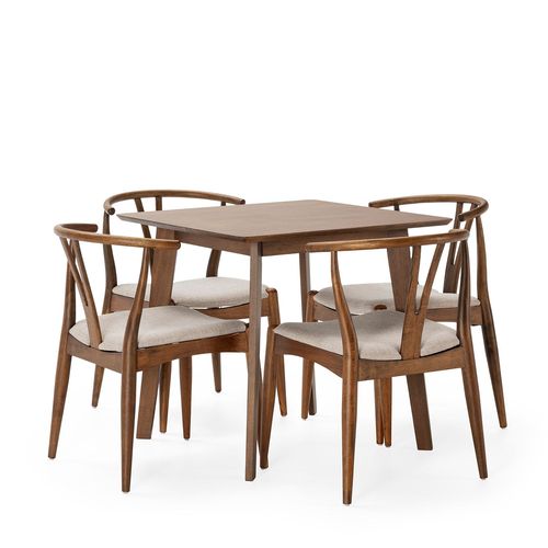 Ensemble Table 80x80 Cm Et 4 Chaises De Salle À Manger Noyer