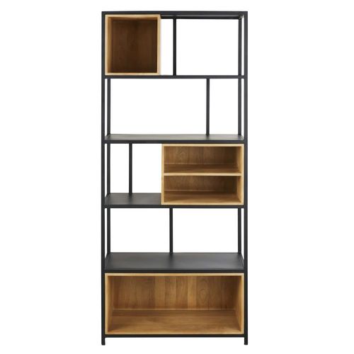 Etagère En Bois De Manguier Massif Et Métal Noir
