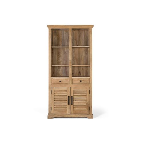 Bibliothèque En Bois De Manguier Naturel Sculpté À La Main