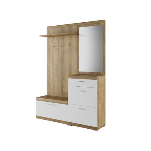 Meuble D'entrée Scandinave 135 Cm Bois / Blanc