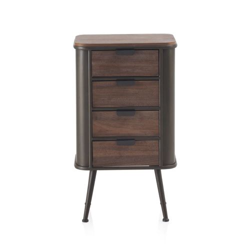 Chiffonnier En Métal Avec Plateau Et 4 Tiroirs En Sapin