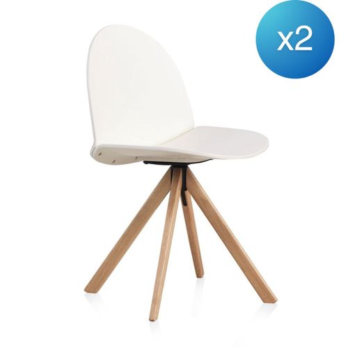 Lot De 2 Chaises Pivotantes En Bois Laqué Blanc