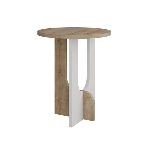 Table Basse Design D40cm Chêne Clair Et Blanc