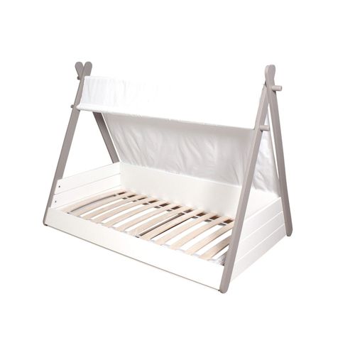 Lit Totem Pour Enfant 70x140 Cm Taupe Et Blanc