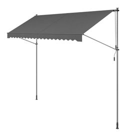 Store Banne Rétractable, Store Manuel, Réglable En Hauteur, Avec Manivelle Pour Balcon, Jardin, Terrasse, 400 X 120 Cm, Gris Anthracite
