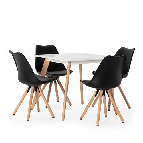 Ensemble Table 80x80 Cm Et 4 Chaises De Salle À Manger Noires