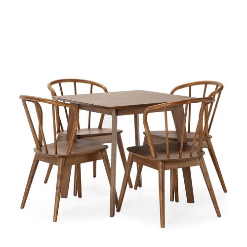 Ensemble Table 80x80 Cm Et 4 Chaises De Salle À Manger Noyer