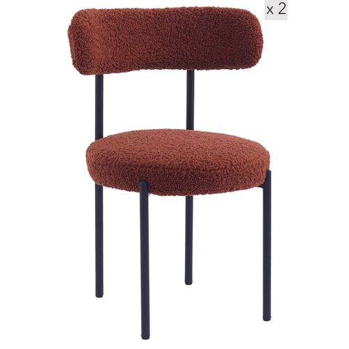 Lot De 2 Chaises Scandinaves En Métal Et Bouclettes Terracotta