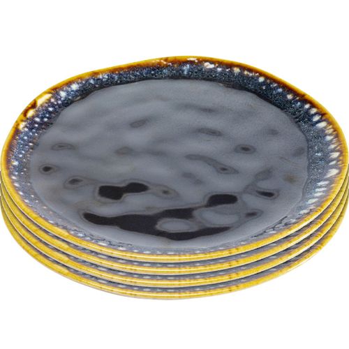 Assiette Plate En Grès Bleu Foncé D26 - Lot De 4