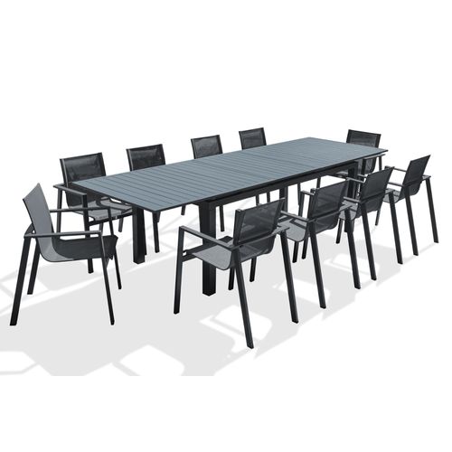 Ensemble Repas De Jardin 10 Places En Aluminium Gris Anthracite