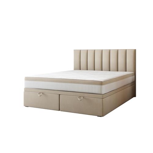 Ensemble Sommier Et Matelas En Velours Beige 200x200