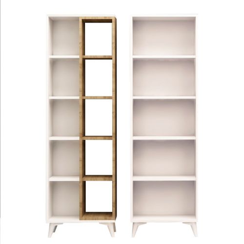 Etagère 15 Tablettes Décor Chêne Et Blanc - H162 Cm