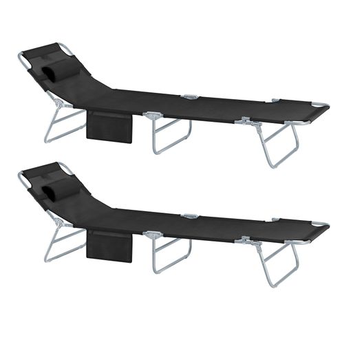 Lot De 2 Chaises Longues Pliable Et Réglable Noir