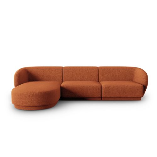 Canapé D'angle Gauche Modulable 4 Places En Chenille Terracotta