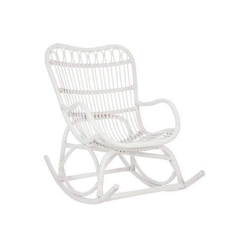 Rocking Chair En Rotin Blanc Dossier Haut