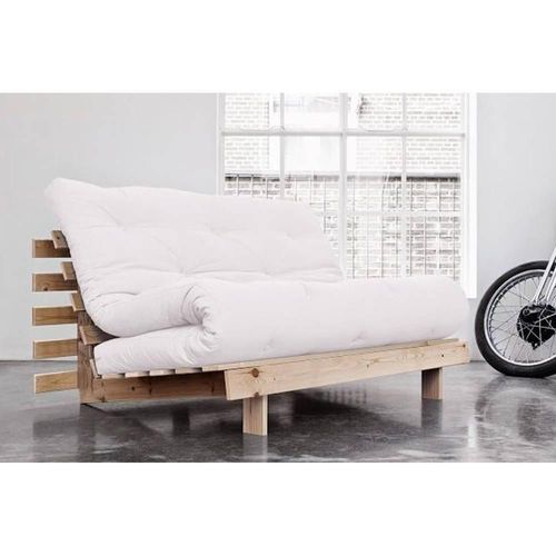 Canapé Convertible Futon Roots Pin Naturel Coloris Naturel Couchage 140*200 Cm.