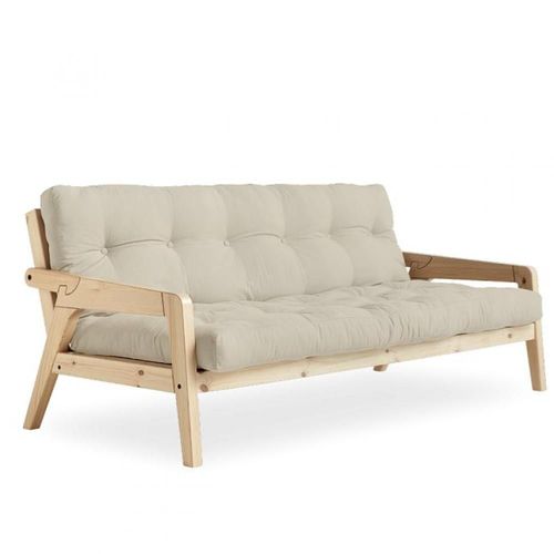 Canapé Convertible Futon Grab Pin Naturel Coloris Beige Couchage 130 Cm.