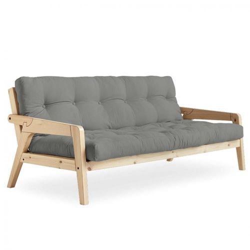 Canapé Convertible Futon Grab Pin Naturel Coloris Gris Couchage 130 Cm.