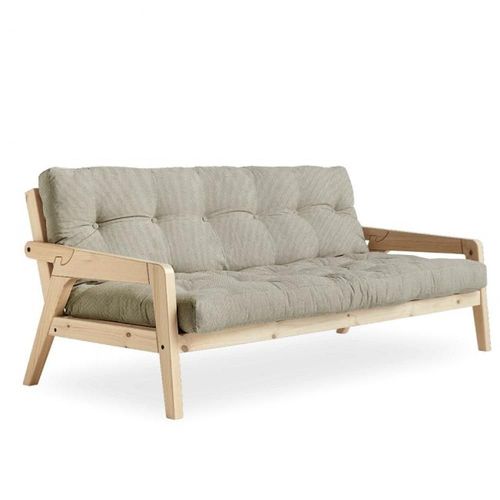 Canapé Convertible Futon Grab Pin Naturel Tissu Lin Couchage 130 Cm.