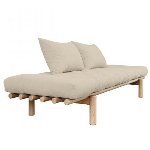 Méridienne Futon Pace En Pin Coloris Beige Couchage 75*200 Cm.