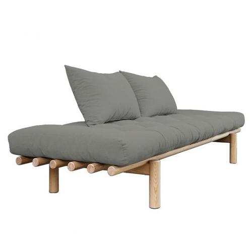 Méridienne Futon Pace En Pin Coloris Gris Couchage 75*200 Cm.