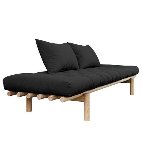 Méridienne Futon Pace En Pin Coloris Gris Foncé Couchage 75*200 Cm.