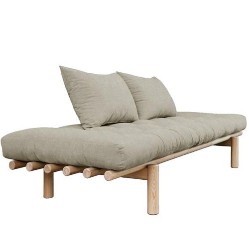 Méridienne Futon Pace En Pin Tissu Lin Couchage 75*200 Cm.