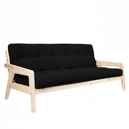 Canapé Convertible Futon Grab Pin Naturel Coloris Noir Couchage 130 Cm.