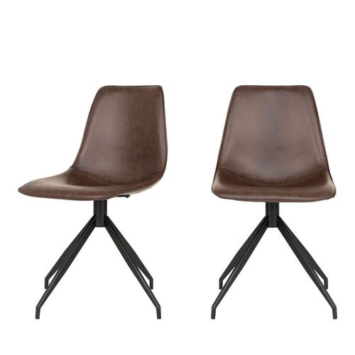 Lot De 2 Chaises En Tissu Et Métal - Marron