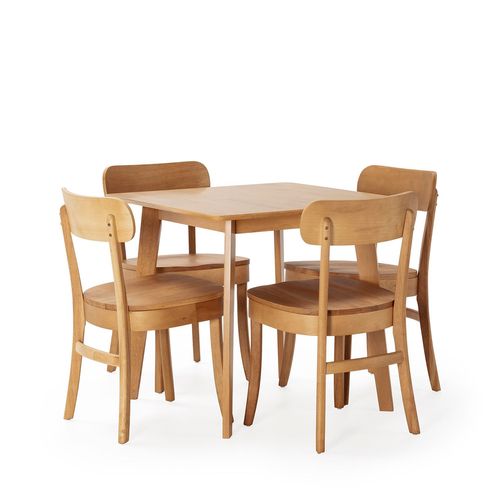 Ensemble Table 80x80 Cm Et 4 Chaises De Salle À Manger Chêne