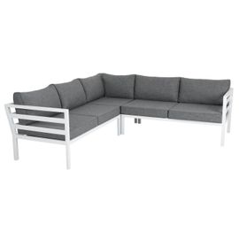 Canapé D'angle De Jardin Avec Coussins En Aluminium Blanc