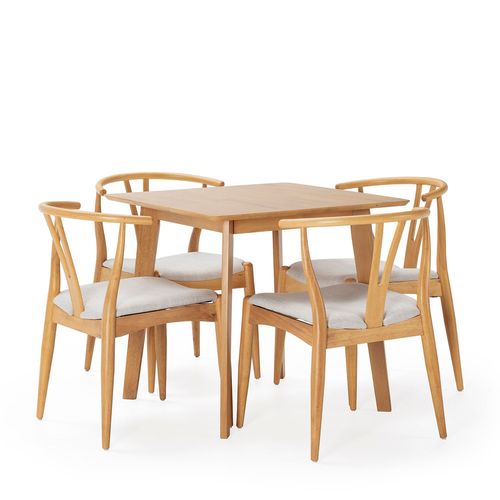 Ensemble Table 80x80 Cm Et 4 Chaises De Salle À Manger Chêne