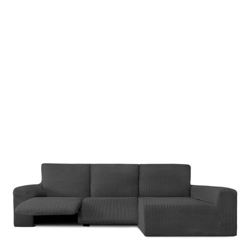 Housse De Canapé Relax En L Droite Extensible Gris Foncé 250 * 360 Cm