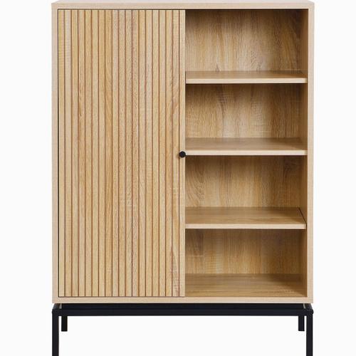 Biblioth Que 1 Porte 4 Niches Effet Bois 80 Cm