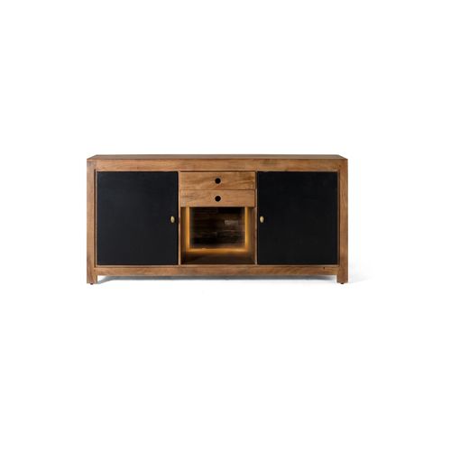 Buffet En Bois Manguier Et Métal Noir