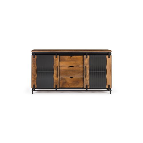 Buffet En Bois Manguier Et Métal Noir