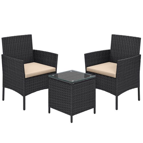 Salon De Jardin Extérieur, Ensemble De Mobilier, Table Et Chaises, Noir Et Taupe