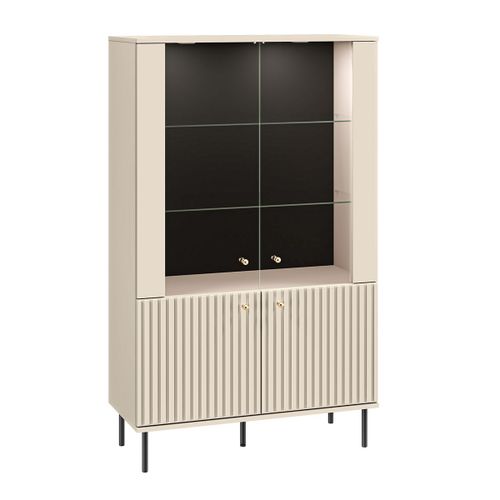 Vaisselier 4 Portes Led Mélaminé Beige
