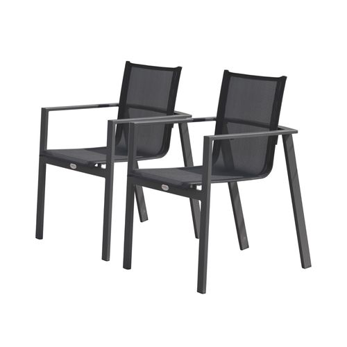 Lot De 2 Fauteuils De Jardin Empilables En Aluminium Gris Anthracite