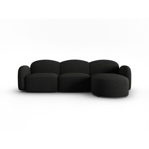 Canapé D'angle Droit 4 Places En Tissu Chenille Mélange Noir