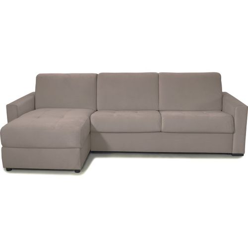 Canapé D'angle Convertible Express 5 Places En Velours Taupe