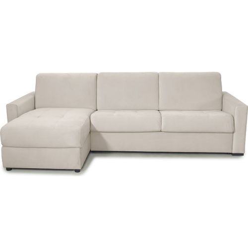 Canapé D'angle Convertible Express 5 Places En Velours Crème