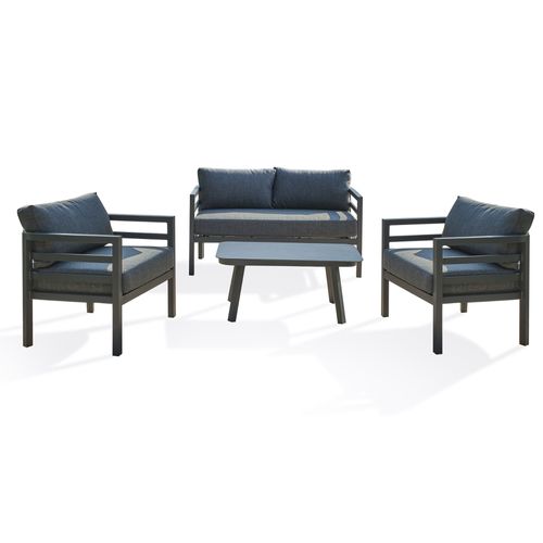 Salon De Jardin 4 Places En Aluminium Gris Anthracite