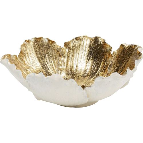 Coupe fleur en polyrésine blanche et dorée D20