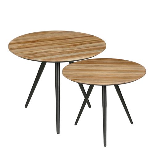 Lot De 2 Tables D'appoint En Bois Recyclé Marro H49