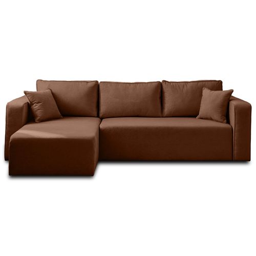 Canapé D'angle Réversible Convertible 4 Places En Tissu Terracotta