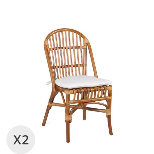 Set De 2 Chaises En Rotin Marron