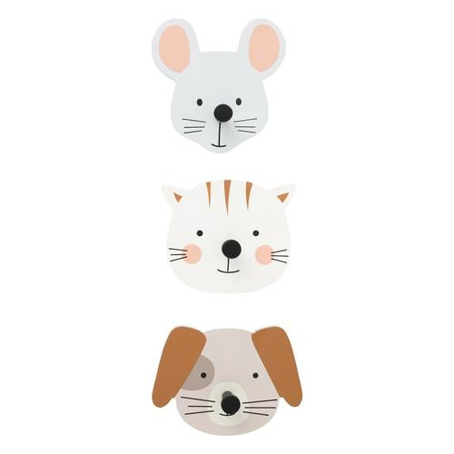 Lot de 3 patères animaux