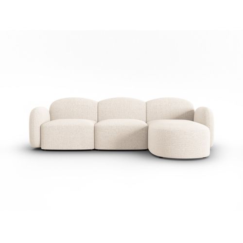 Canapé D'angle Droit 4 Places En Tissu Chenille Beige Clair Mélange